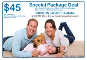only 45 dollars for super packge deal of stain and carpet stem cleaning