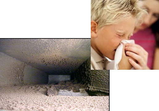 child with allergies and air ducts full of dust