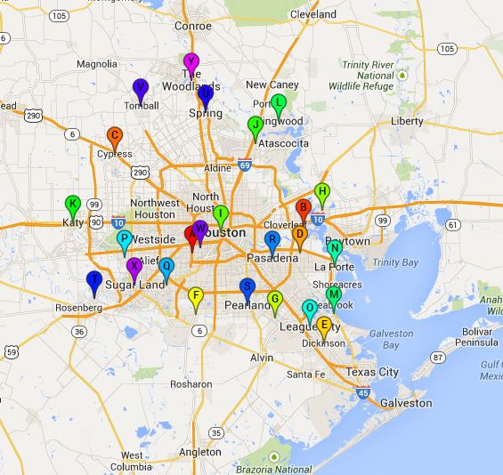 Houston Steam Cleaning locations map